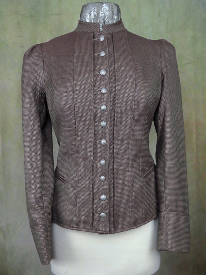 Women's Victoriana Jacket - Bronze and Gold Mini Check ofc1
