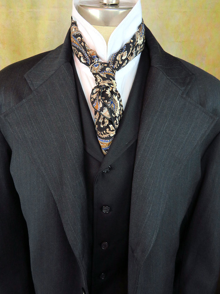 Men's Frock Coat - Black Worsted with Faint Pinstripe