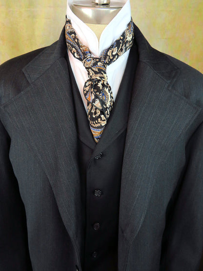 Men's Frock Coat - Black Worsted with Faint Pinstripe