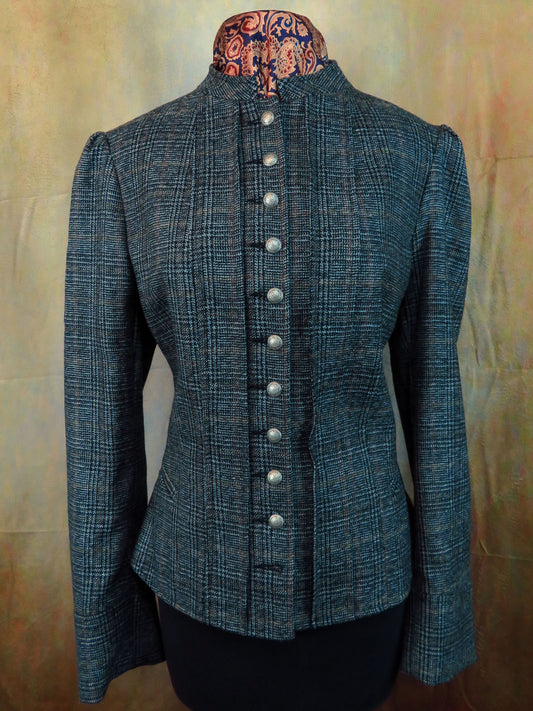 Women's Victoriana Jacket - Black and Chocolate Glen Plaid f62