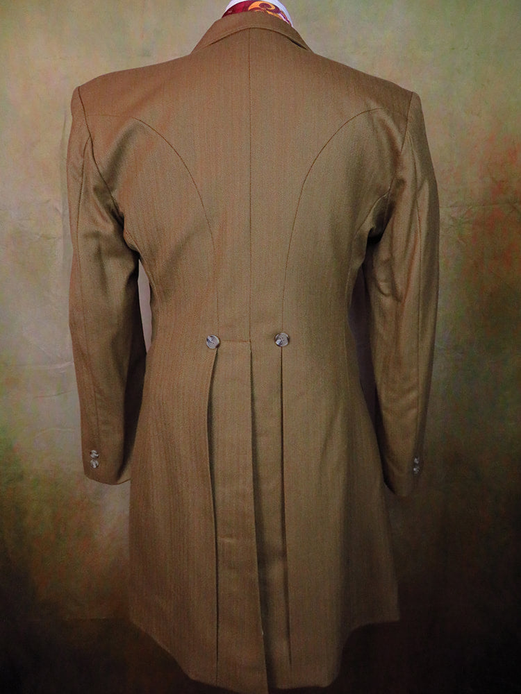Men's Frock Coat - Light Tan Wool Cashmere Blend Herringbone