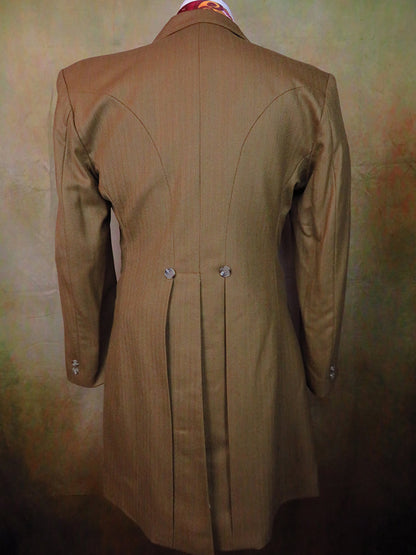 Men's Frock Coat - Light Tan Wool Cashmere Blend Herringbone