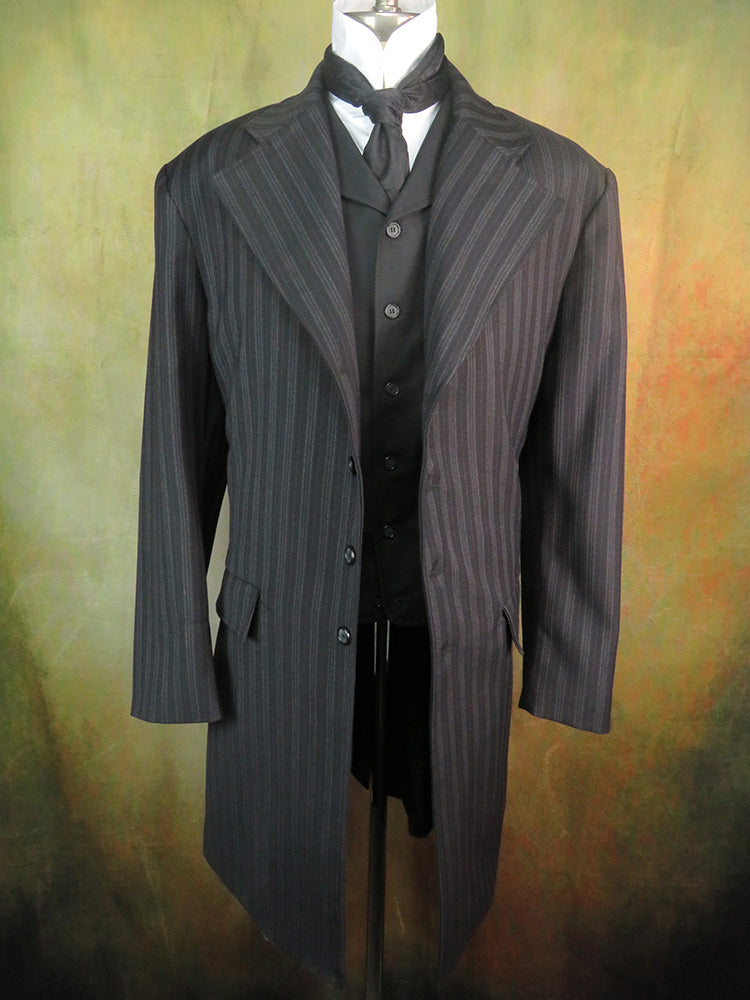 Men's Frock Coat - Black with Charcoal and Copper Stripe