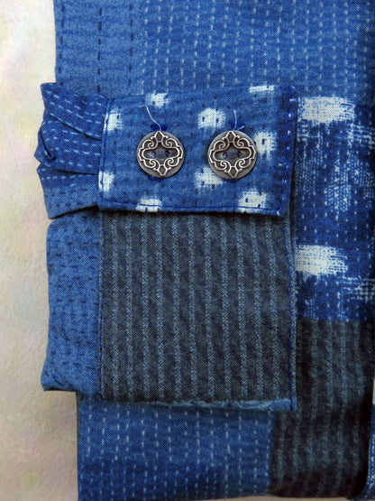 Light Blue Patchwork Pattern Men's Dakota Shirt