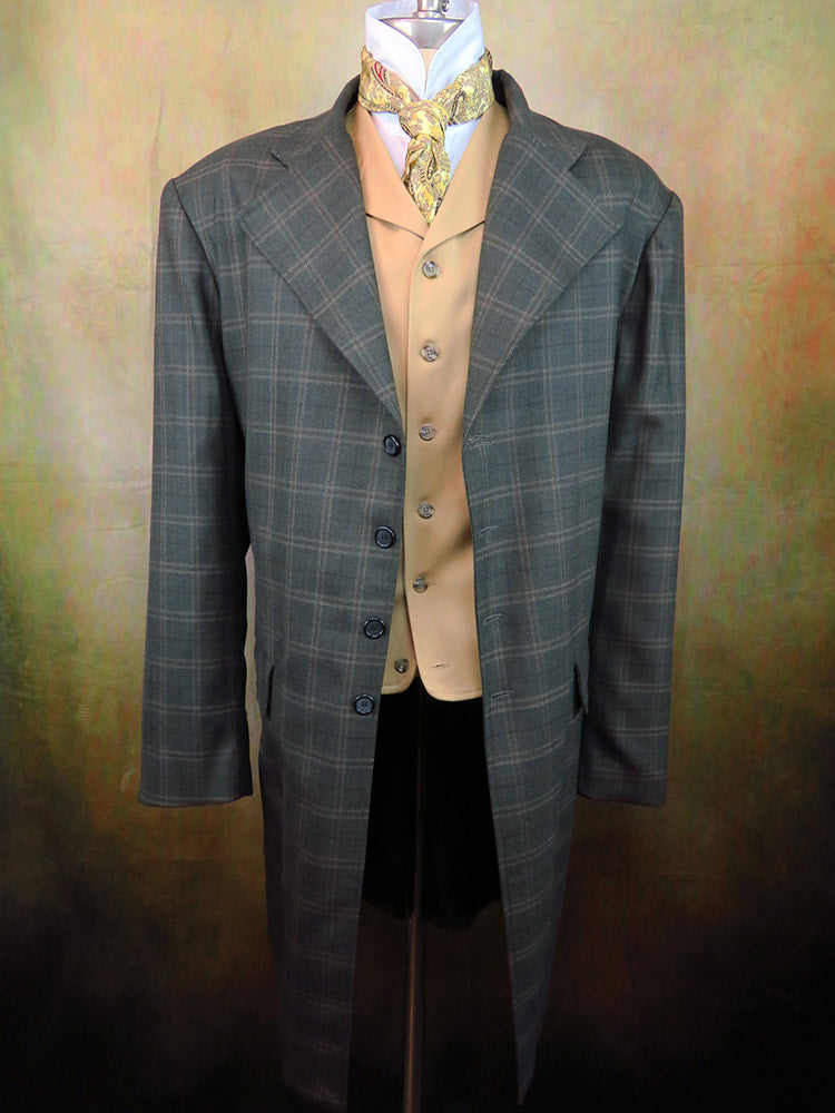 Men's Frock Coat - Pine Green Windowpane Plaid