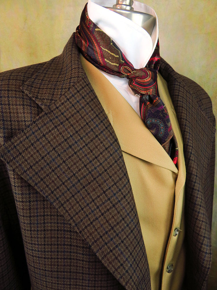 Men's Frock Coat - Dark Brown Check with Windowpane