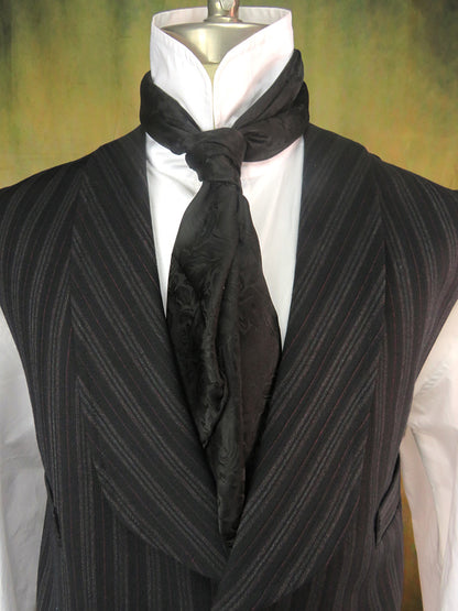 Men's Double Breasted Vest - Black with Charcoal and Copper Stripe #621