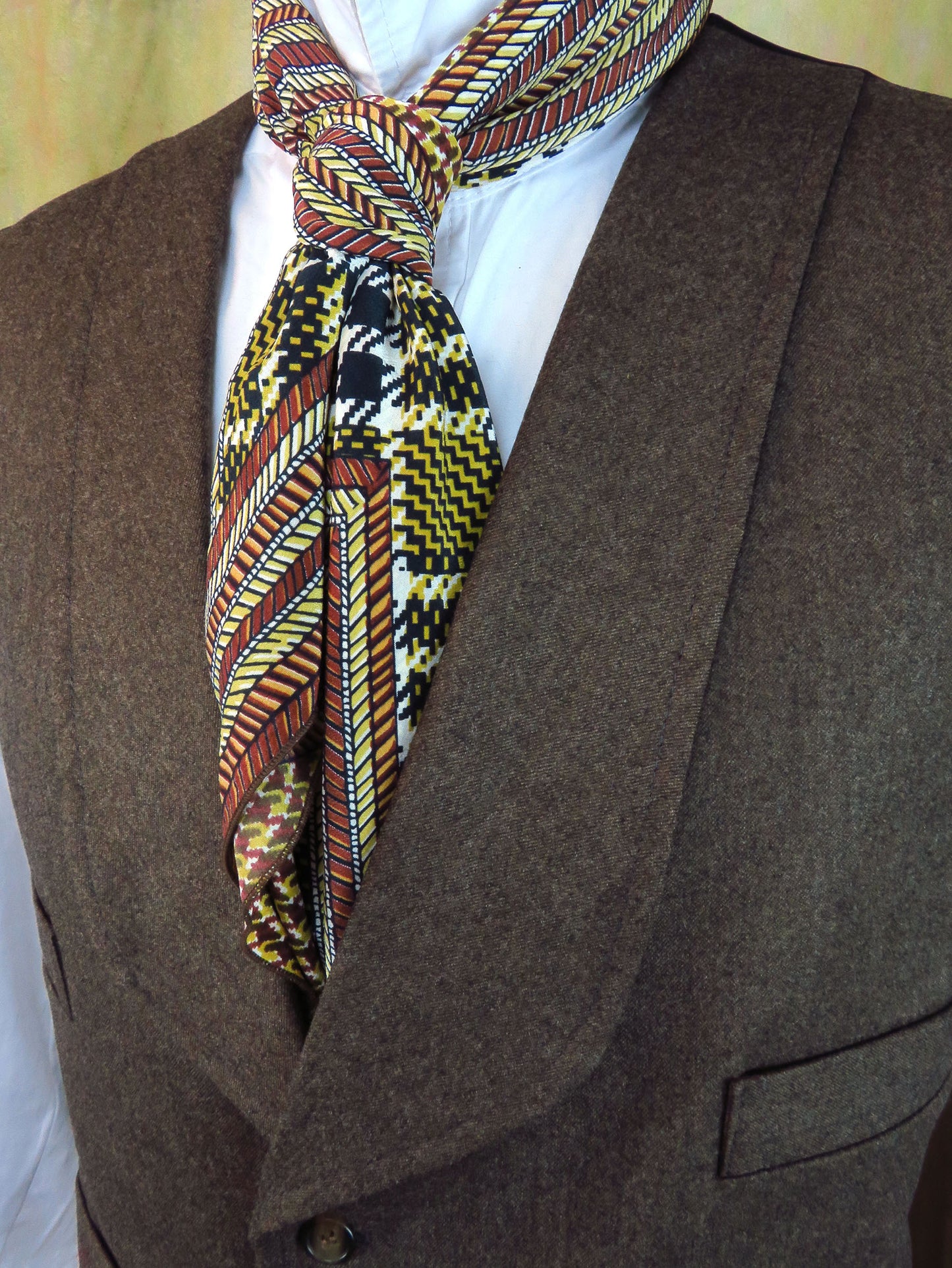 Men's Shawl Vest - Spice Brown Wool