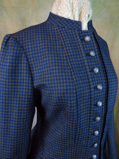 Women's Victoriana Jacket - Blue and Gold Starburst #121