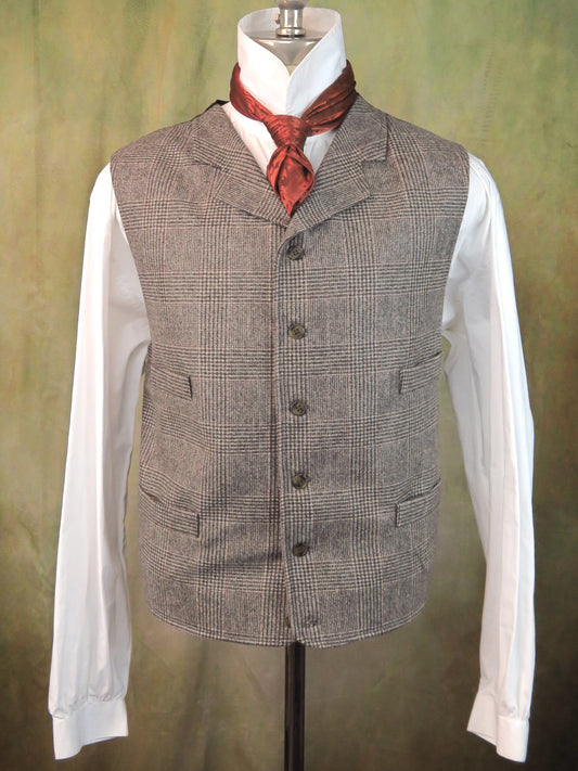 Men's Notch Vest - Birch Taupe and Rust Glen Plaid
