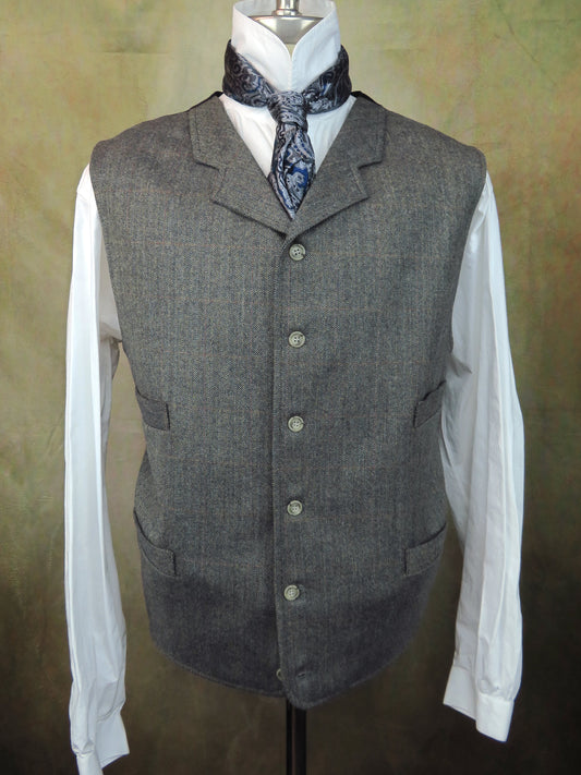 Men's Notch Vest - Anchor Grey Herringbone with Windowpane #456