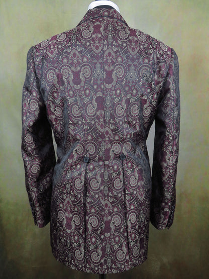 Men's Town Coat - Burgundy Brocade