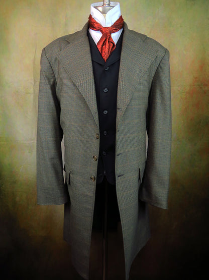 Men's Frock Coat - Dark Mini Houndstooth with Navy and Rust