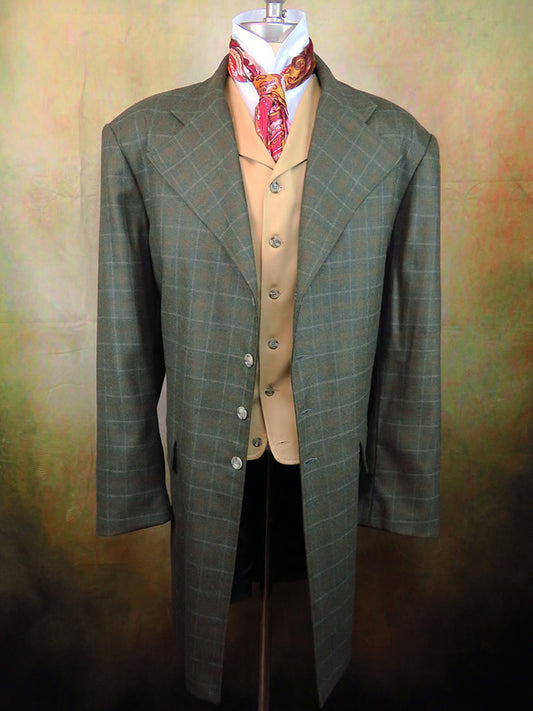 Men's Frock Coat - Spruce Green Windowpane