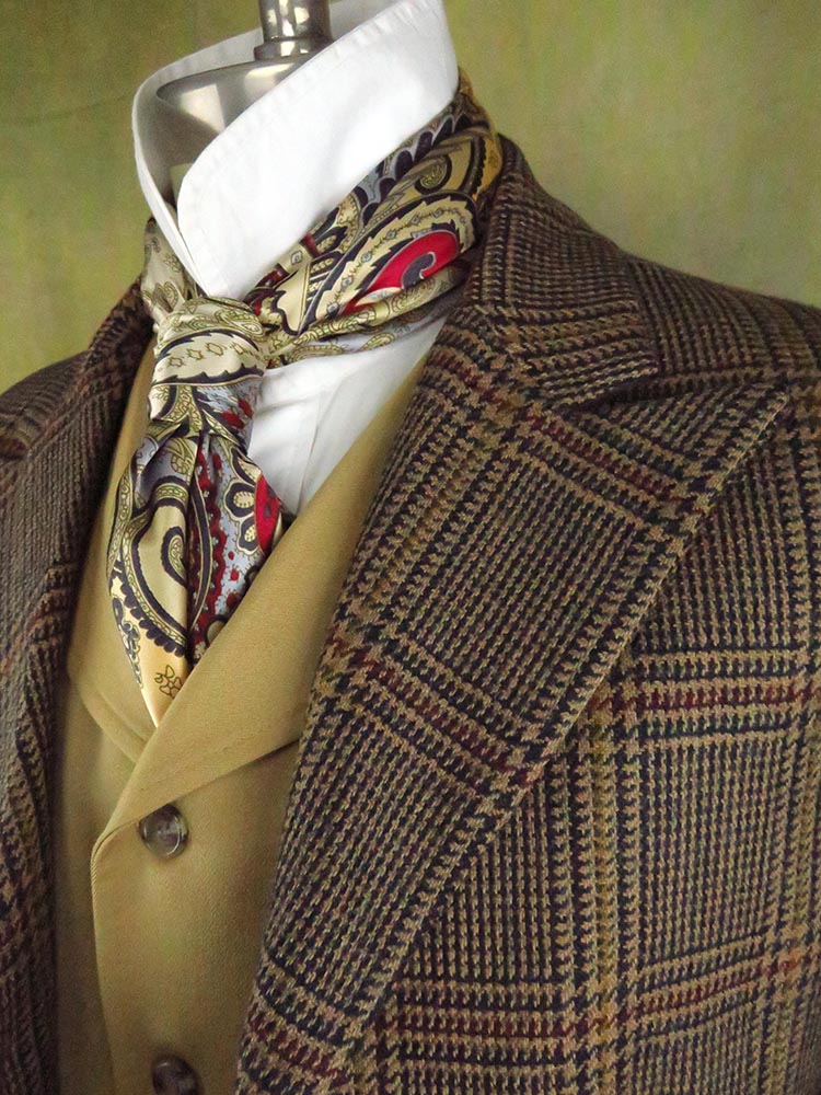 Men's Town Coat - Brown with Burgundy and Blue Glen Plaid