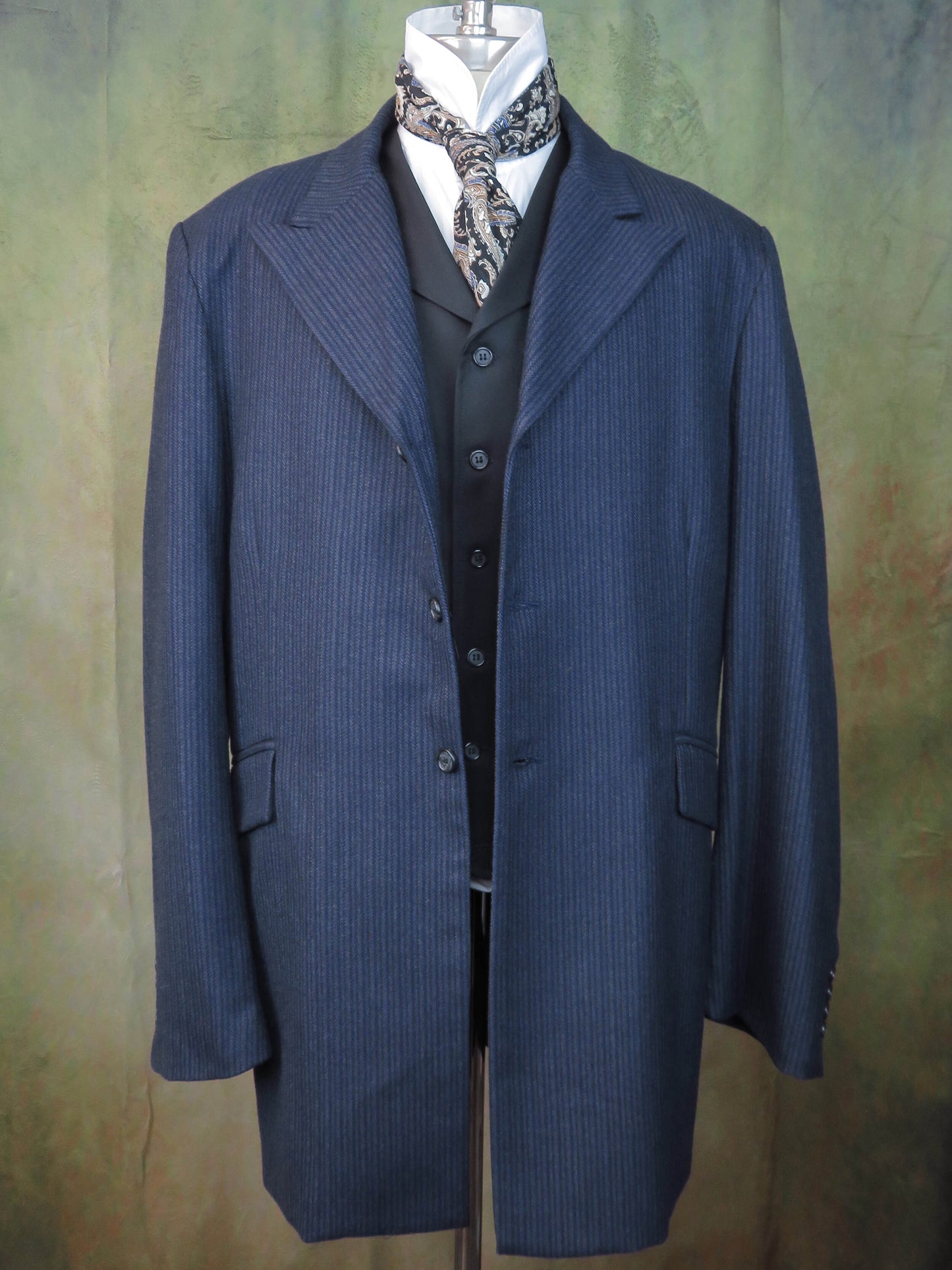 Men's Town Coat - Rich Blue Chalk Stripe