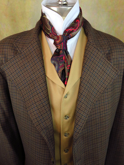 Men's Frock Coat - Dark Brown Check with Windowpane
