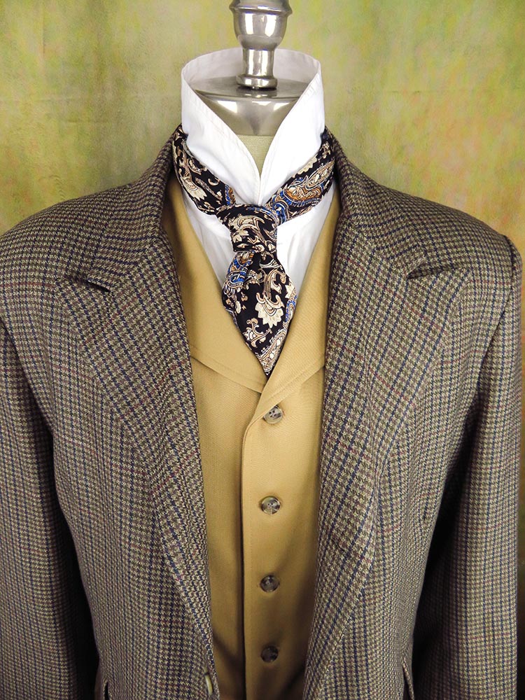 Men's Town Coat - Olive, Navy and Dark Red Houndstooth #655