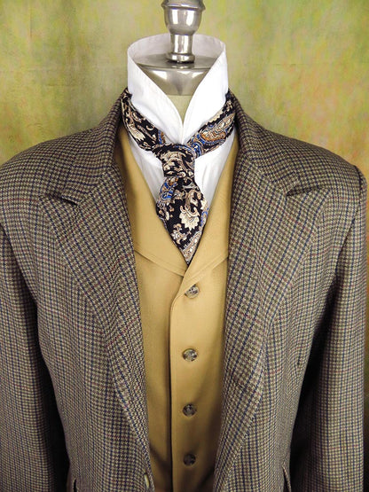 Men's Town Coat - Olive, Navy and Dark Red Houndstooth #655