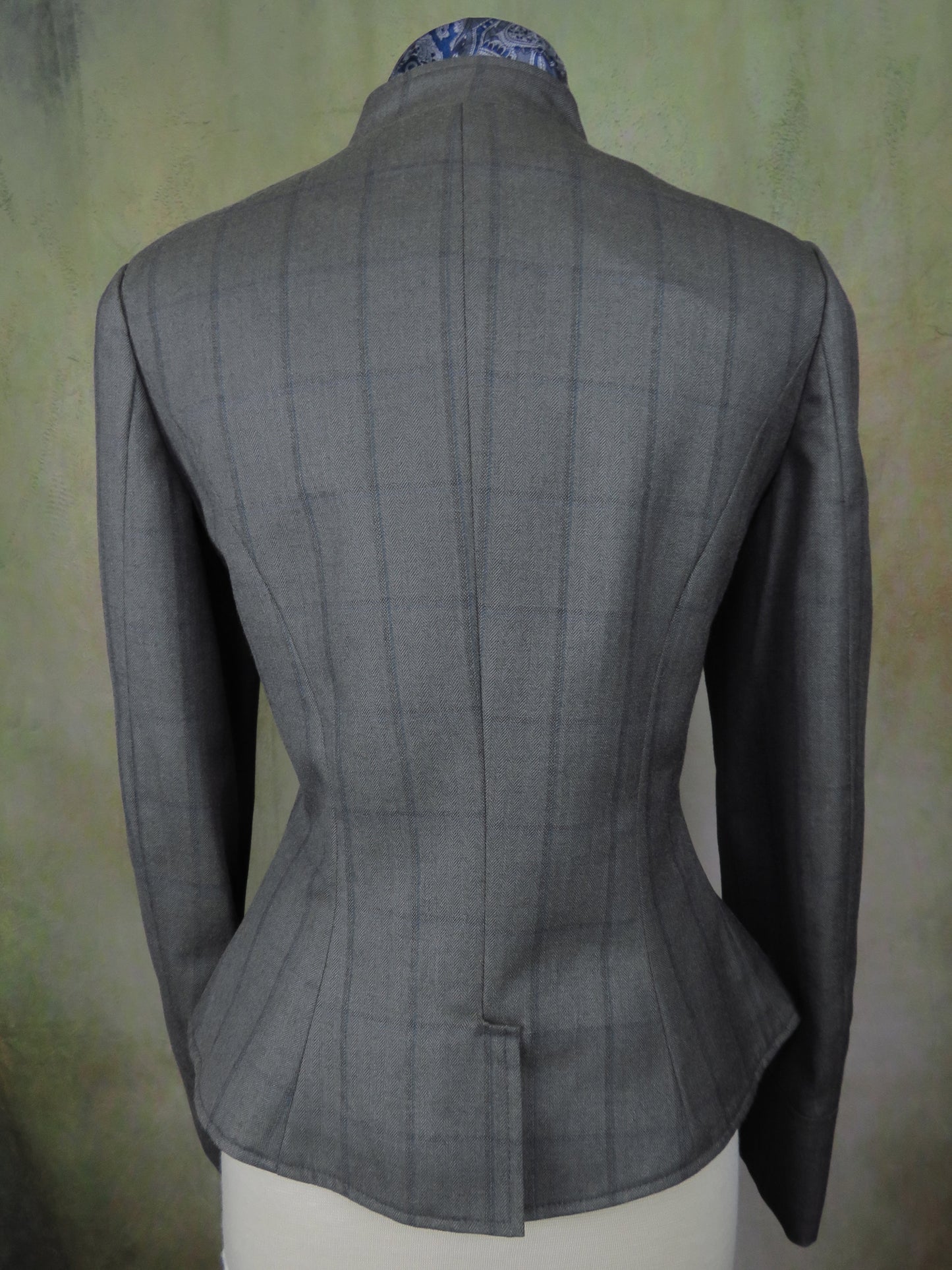 Women's Victoriana Jacket - Olive with Blue Windowpane