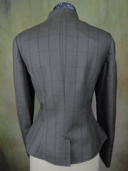 Women's Victoriana Jacket - Olive with Blue Windowpane