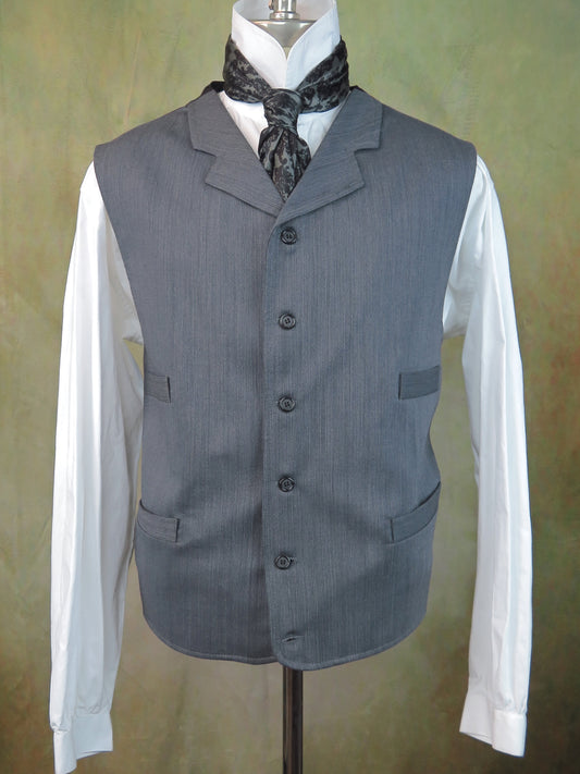Men's Notch Vest - Basalt Grey Mini Herringbone #602
