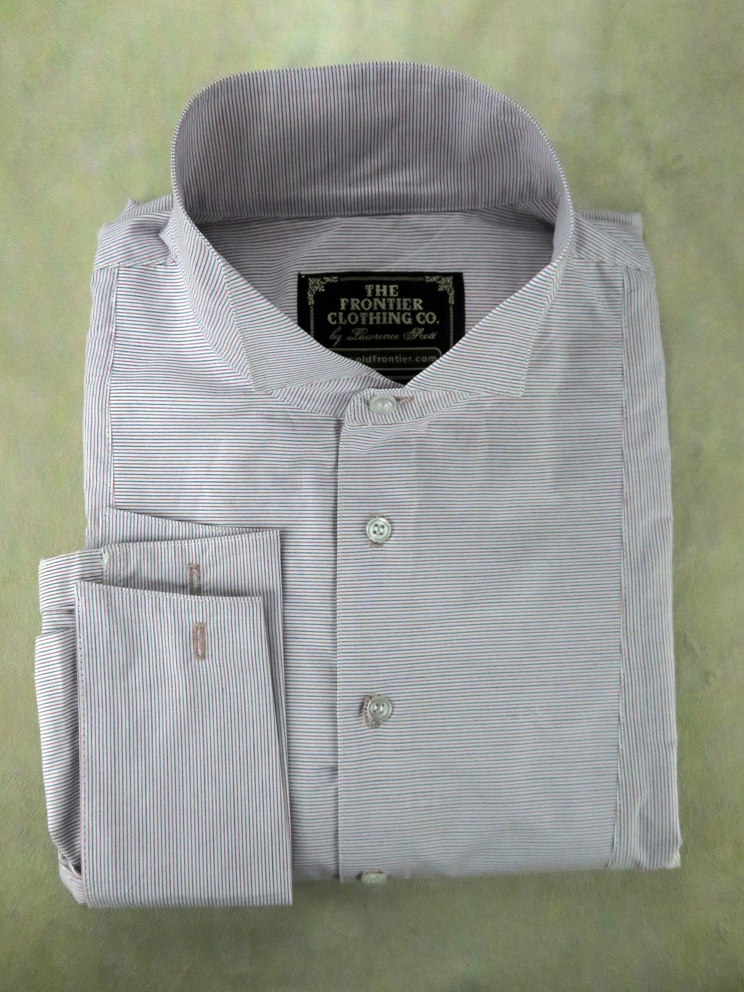 Red and Grey Pencil Stripe Men's Tuxedo Shirt