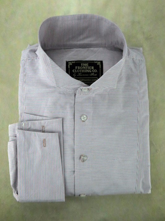 Red and Grey Pencil Stripe Men's Tuxedo Shirt