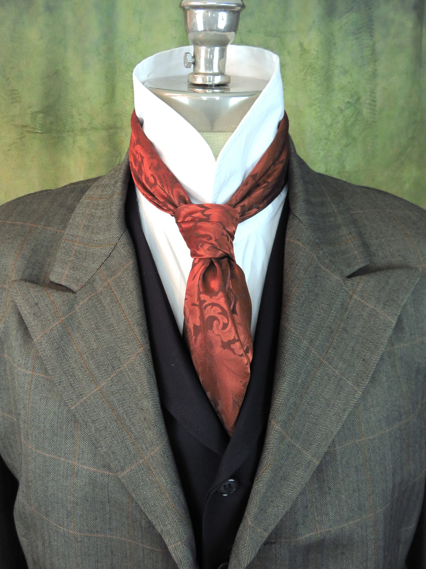 Men's Town Coat - Pine Herringbone With Copper Windowpane #2144