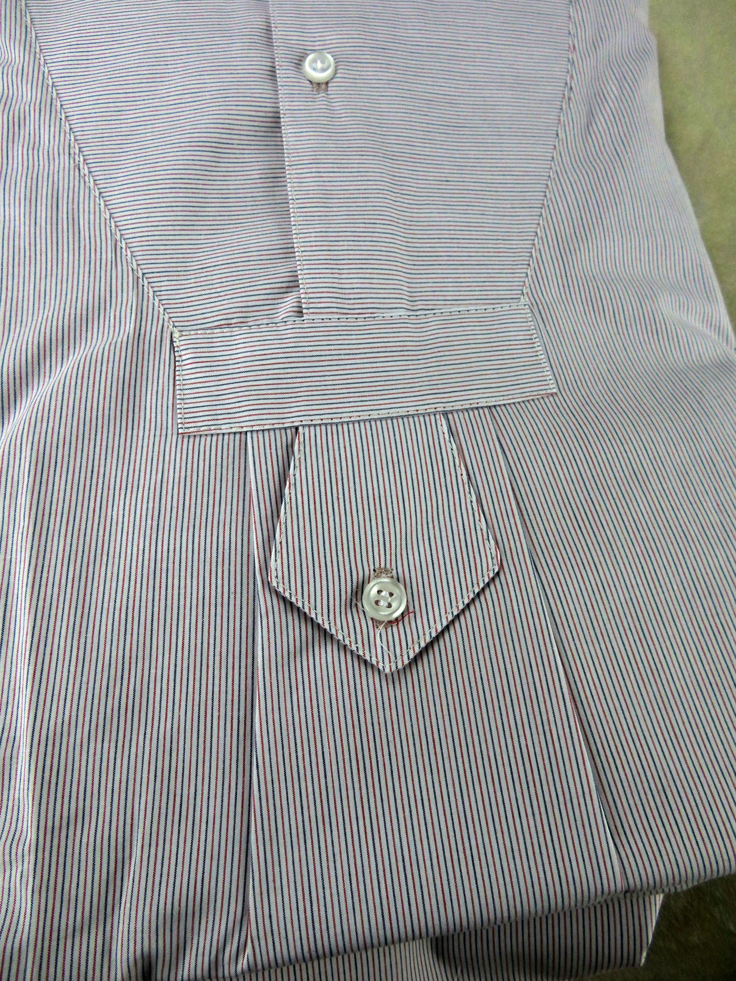 Red and Grey Pencil Stripe Men's Tuxedo Shirt