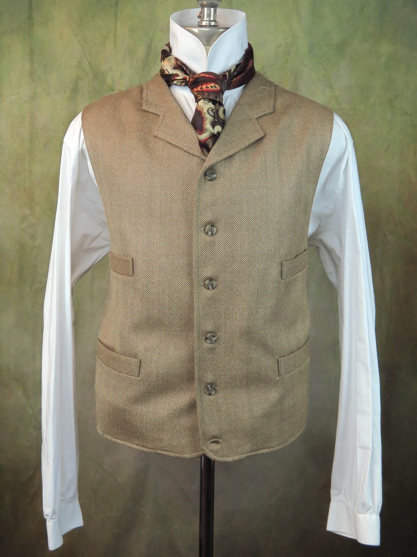 Men's Notch Vest - Camel Herringbone Limited Fabric #991