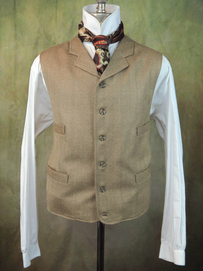 Men's Notch Vest - Camel Herringbone Limited Fabric #991