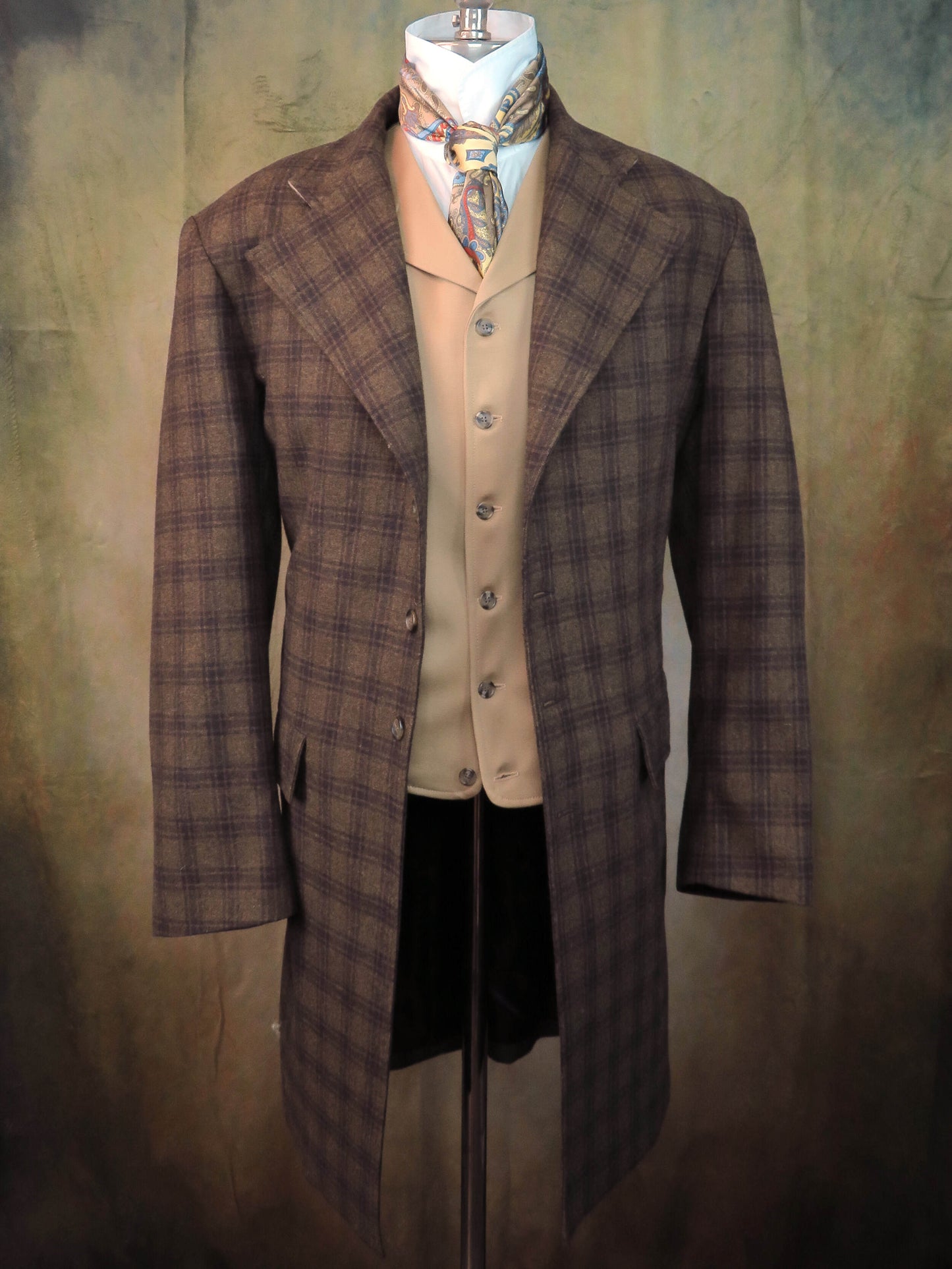 Men's Frock Coat - Carob Brown Glen Plaid