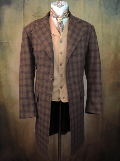 Men's Frock Coat - Carob Brown Glen Plaid