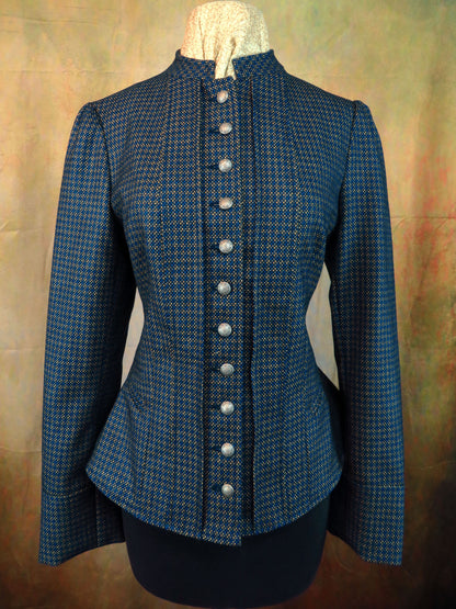 Women's Victoriana Jacket - Blue and Gold Starburst #121