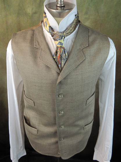 Men's Notch Vest - Pale Grey Tan Herringbone