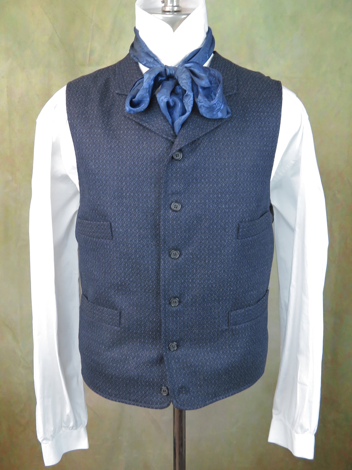 Men's Notch Vest - Blue Diamond Wool #748-B