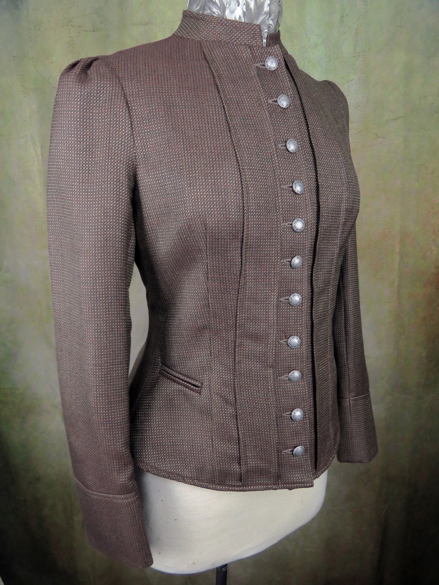 Women's Victoriana Jacket - Bronze and Gold Mini Check ofc1