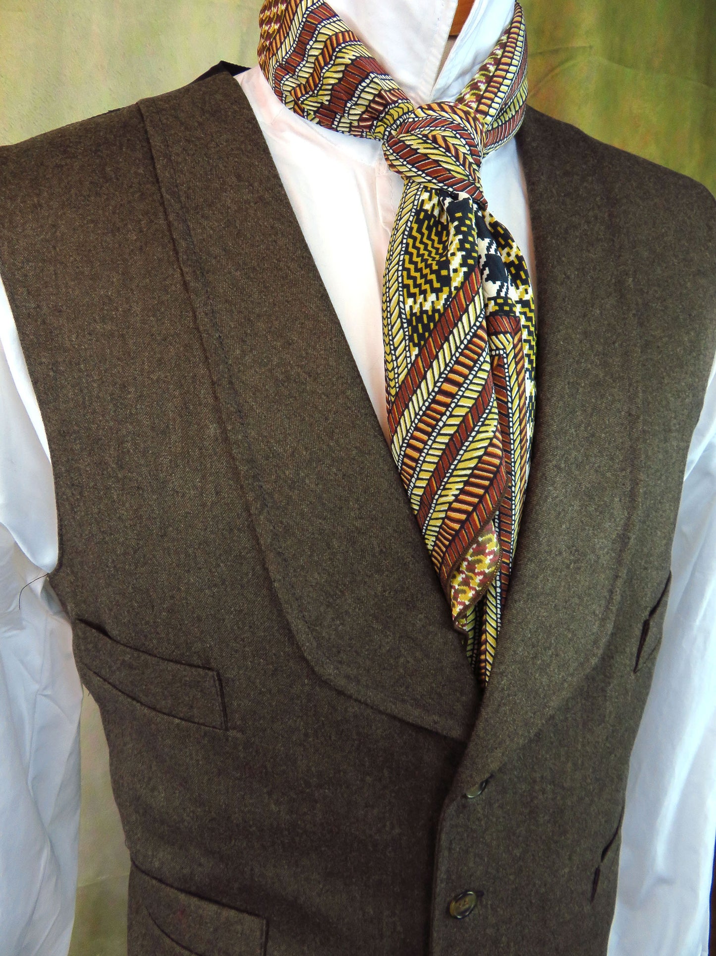 Men's Shawl Vest - Spice Brown Wool