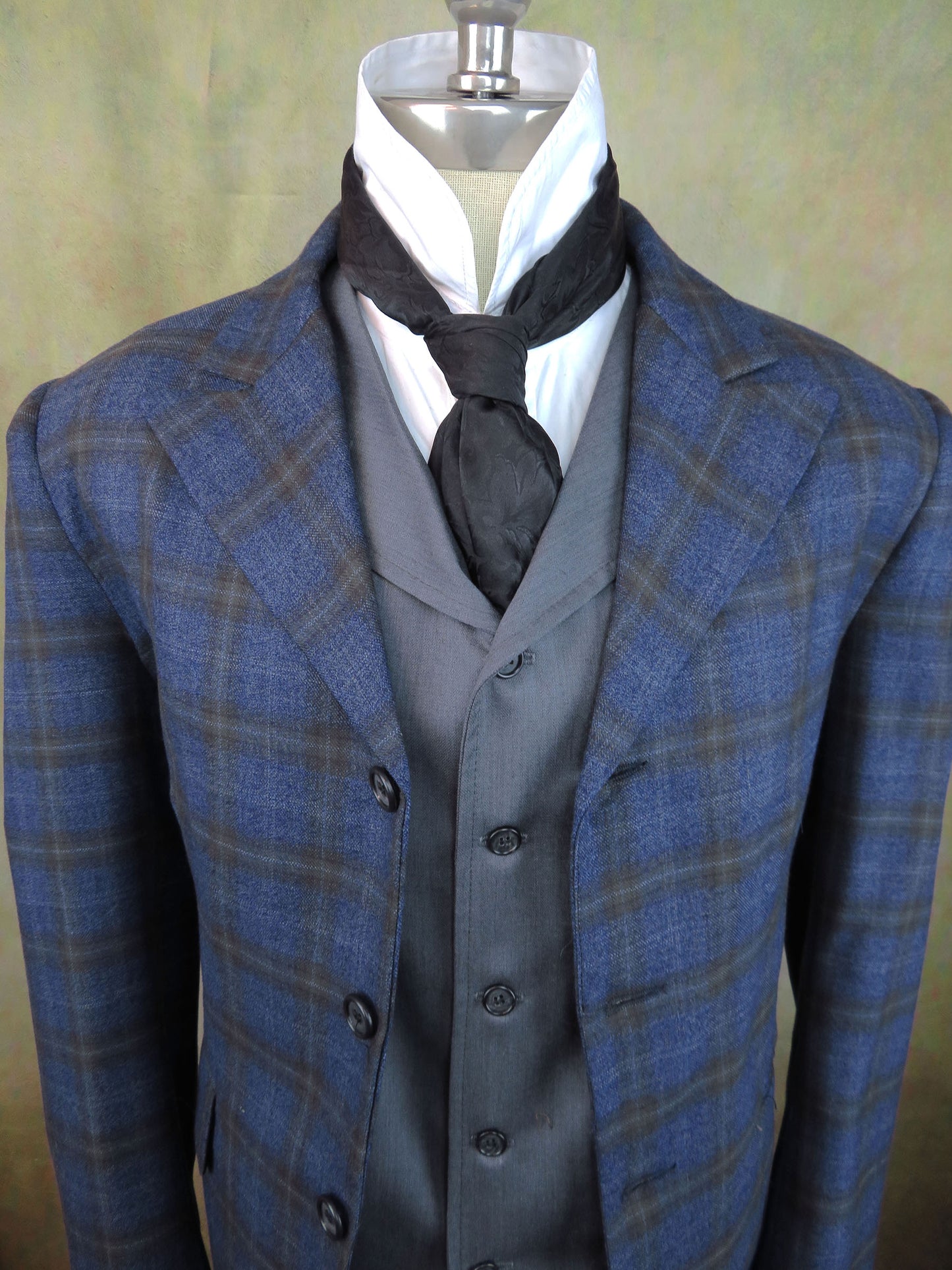 Men's Town Coat - Blue and Brown Windowpane #991-B