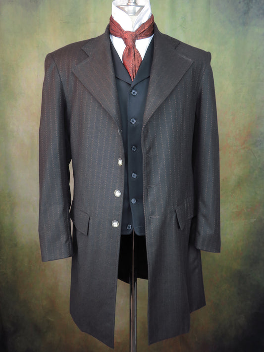 Men's Frock Coat - Copper Dot Stripe Flannel