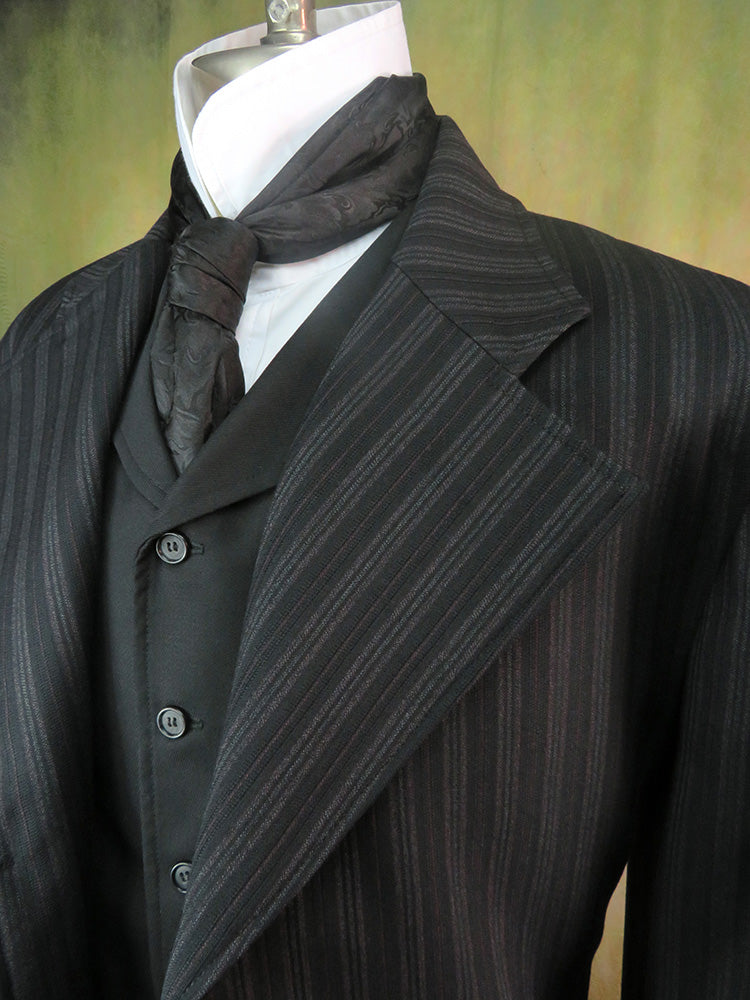 Men's Frock Coat - Black with Charcoal and Copper Stripe