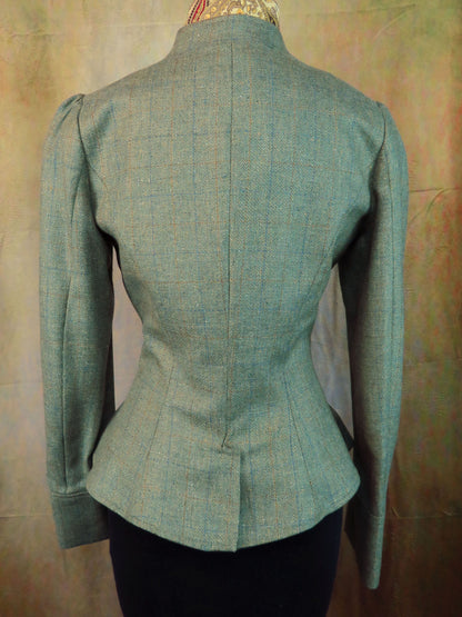 Women's Victoriana Jacket - Pistachio with Rust and Teal Windowpane #3903