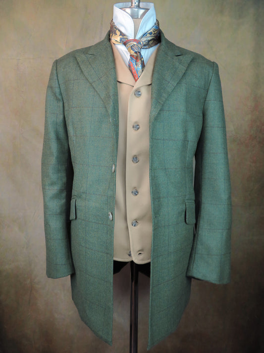 Men's Town Coat - Pine Green with Rust and Blue Windowpane #294-B