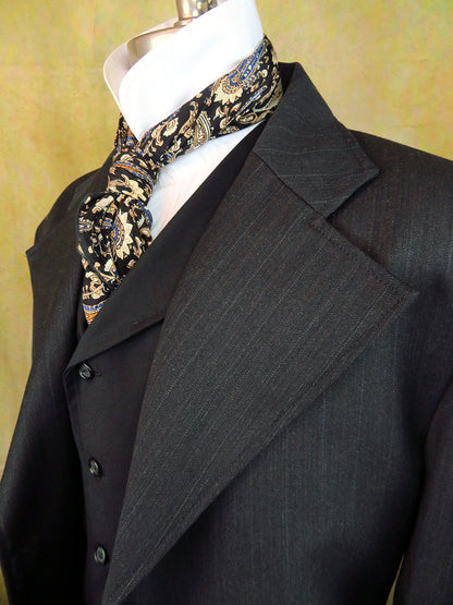 Men's Frock Coat - Black Worsted with Faint Pinstripe