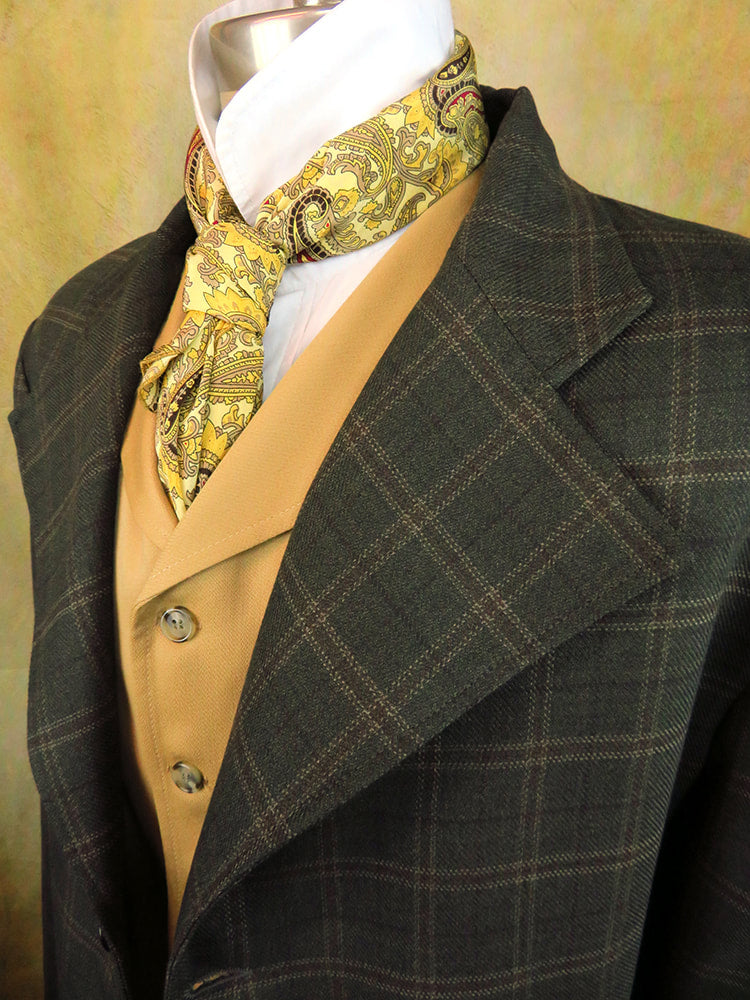 Men's Frock Coat - Pine Green Windowpane Plaid