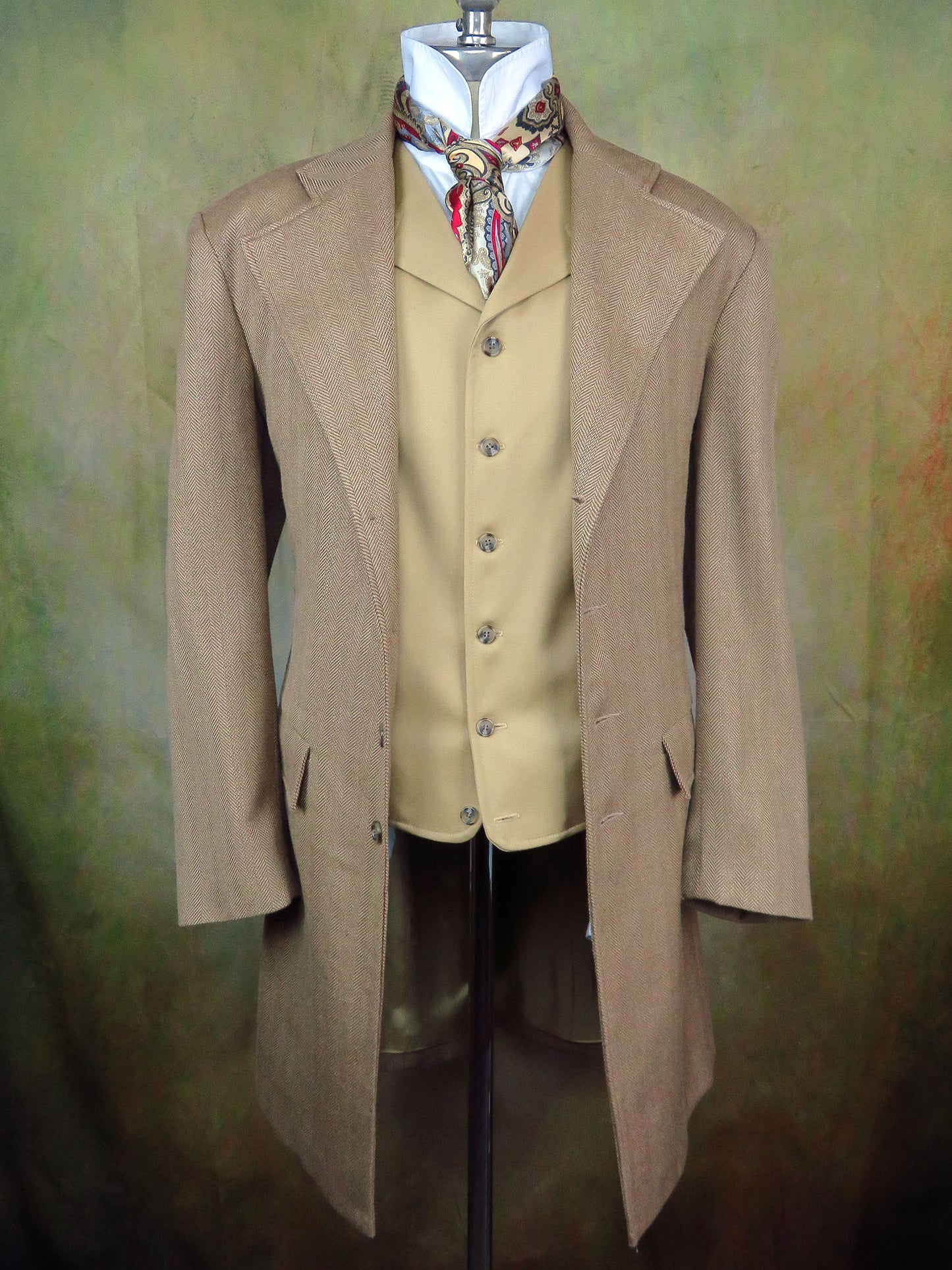 Men's Frock Coat - Camel Herringbone Limited Fabric #991
