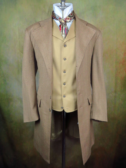Men's Frock Coat - Camel Herringbone Limited Fabric #991