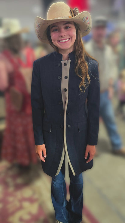 Women's Military Coat - Dark Denim