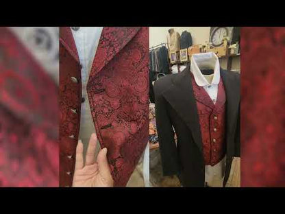 Men's Brocade Vest - Red Paisley